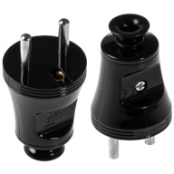 Zástrčka rovná 16A 250V 2P+Z čierna WT-30/BLACK
