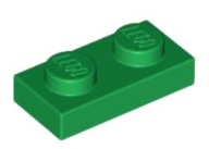 LEGO TANIER 1X2 ZELENÁ Č. 3023 PRE 3 KS