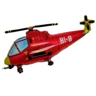 Fóliový balón HELICOPTER červený hoblík 43 cm
