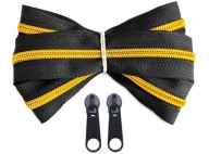 Špirálový zips 5 mm zips ČIERNO-ZLATÝ 1 meter + 2 zipsy