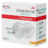 Prémiové ultra absorpčné prsné vložky Akuku, 30 kusov