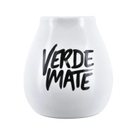 Biela keramická tekvica s logom Verde Mate, 350 ml