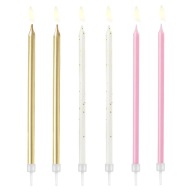 Narodeninové sviečky 3 farby White Pink Gold 6 ks.
