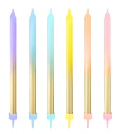 FAREBNÉ RAINBOW 0 - ZLATÉ sviečky na narodeninovú tortu LONG 12,5 cm 6 ks