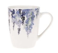 Porcelánový hrnček na kávu, čaj, LEVANDUĽA, 350 ml, mliečne biela, kvety levandule