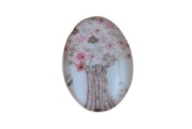 Sklenený kabošon 18 x 13 mm kvitnúci strom