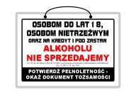 Laminovaný nápis PRE OSOBY DO 18 ROKOV ALKOHOL - A4