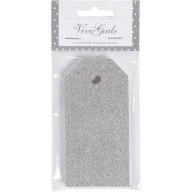 Strieborné glitrové menovky na darčeky 5x10cm 15 ks