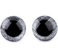 GLITTER SILVER MASCOT EYES 25mm MEDVEĎ