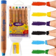 PRVÉ DREVENÉ pastelky, HRUBÉ JUMBO, 6 FARIEB, orezávatko