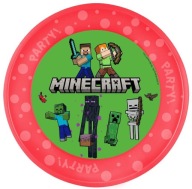 Opakovane použiteľný plastový tanier Minecraft Pixels 21 cm