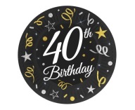 Papierové taniere 40th Birthday Black Gold 6 ks.