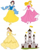 NÁLEPKY NA BIELEJ FÓLII NA NÁSTENNÝ NÁBYTOK ROZPRÁVKA PRINCEZNÁ PRINCEZNA