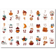 VIANOČNÉ ŠTÍTKY - ADVENTNÝ KALENDÁR Vianočný darček NÁLEPKY - 24x