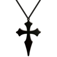 Prívesok čierny náhrdelník CROSS HALLOWEEN priest NON HDF tabuľová stuha