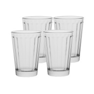 Pohár, 190 ml, nízky, sada 4 kusov, na džús, vodu, studené nápoje, prúžky