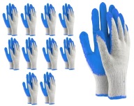 Sada modrých latexových vamp pracovných rukavíc, veľkosť 9, 10 párov