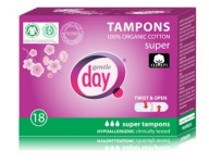 GENTLE DAY ECO hypoalergénne tampóny z organickej bavlny SUPER, 18 ks