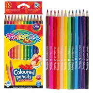Trojuholníkové pastelky, 12 školských farieb, Colorino