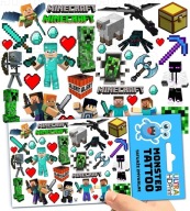 UMÝVAJÚCE DOČASNÉ TETOVANIE PRE DETSKÉ DETSKÉ MINECRAFT ORIGINÁLNE VZORKY