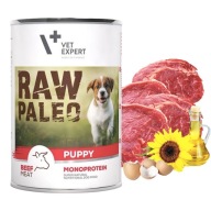 RAW PALEO PUPPY Mokré krmivo pre psov Mono Beef 400g