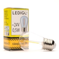E27 0,5W nízkonapäťová 24V teplá LED žiarovka