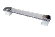 Sklenená nábytková úchytka 128mm krištáľ + chrómové skrutky