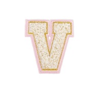 PATCH vyšívané veľké biele PÍSMENO V, písmo nápisu