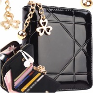 BLACK Prešívaná Dámska kožená peňaženka, PURSE, malá, Lakovaná