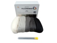 Merino vlna, sada farieb, 3 ihlice: šedá