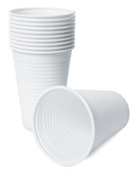 Opätovne použiteľné plastové poháre VYLOUČENÉ OD POPLATKU SUP/BDO biele 200ml 100ks