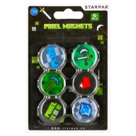 FAREBNÉ PIXELOVÉ HERNÉ MAGNETY 30 MM SADA 6 BLISTROV STARPAK