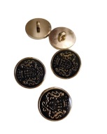 Nôžkový gombík s erbom, čierno-zlatý, 21 mm (6 ks)