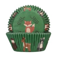 Zelené návliečky na košíčky lesné zvieratká FunCakes 48 kusov