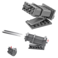 Stavebné kocky s vystreľovacím raketometom