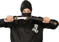 NINJA KATANA V ČIERNO-ZLATE PUŠŤA 60 CM BOJOVNÍK