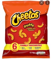 6x13g CHEETOS Puffs Flamin' Hot chrisps UK