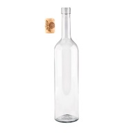 Fľaša na VÍNO LIKÉRY BORDEAUX JUICE 750 ml Číra na víno, mušt + KOROK