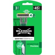 3x precízny holiaci strojček WILKINSON Quattro Essential 4 Sensitive
