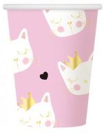 Narodeninové papierové poháre Pink Cats, 6 kusov