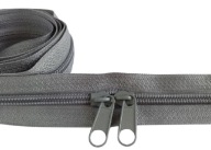 Špirálová páska na zips 5 mm zips na meter ŠEDÁ 1 meter + 2 zipsy