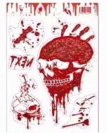 HALLOWEENSKÉ NÁLEPKY SKULL krvavé STOPY krvavá dekorácia na sklenenú podlahu