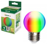 LED DEKORATÍVNA GUĽOVÁ ŽIAROVKA VIACFAREBNÁ RGB E27 1W NA DEKORATÍVNU VENČU