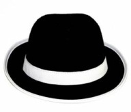 ČIERNY RETRO PLSTENÝ GANGSTER KLOBÚK S RÁMKOM