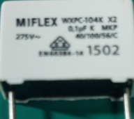 Polypropylénový kondenzátor Miflex 100nF 275VAC - 5 kusov