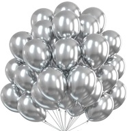 Kovové strieborné CHROME balóniky na girlandy, 5 palcov, 50 kusov