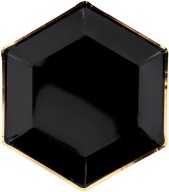 Papierové taniere BLACK GOLD 23 cm 6 ks na NARODENINY Silvestra