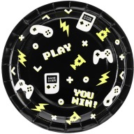 Papierové taniere GAMEPADS Hra GAMING Narodeniny 6 kusov 23 cm