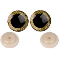 Bezpečné zlaté GLITTER EYES 25 mm PLYŠ