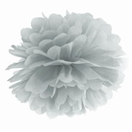 Bambuľka z hodvábneho papiera, strieborná, 35 cm, papierová dekorácia na narodeniny, svadbu, svadobnú hostinu